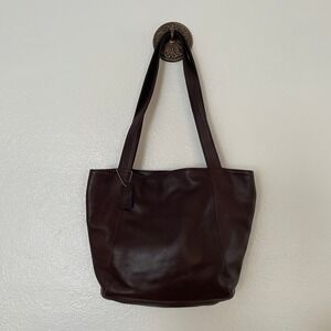 Vintage Coach Leather Tote Bag Dark Brown A8E-4181